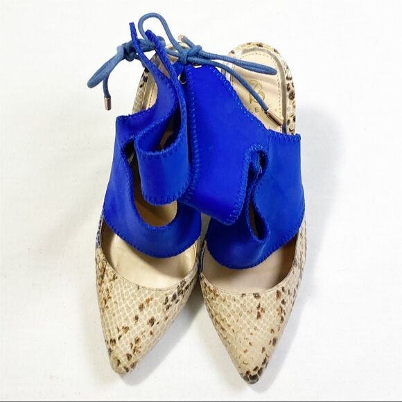 Scene by Shoe Dazzle Blue with Snake Print Heels - Picture 2 of 6